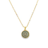 Coin Medallion With Blue CZ Stones (G83)