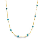 White Evil Eye Long Link Necklace (F108)