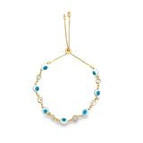 White Lucky Eye Round Cz stones Adjustable Bracelet (I79)