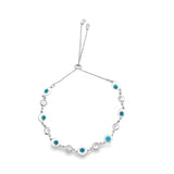 White Lucky Eye Round Cz stones Adjustable Bracelet (I79)