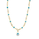 Zirconia Dangle Evil Eye Charm Necklace (F237B)