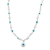 Zirconia Dangle Evil Eye Charm Necklace (F237B)