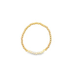 4mm Gold Elastic Bead Bracelet With Pearls (I47)