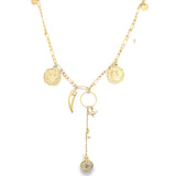 Figaro Necklace With Coin, Pearl, Prayer Charms (G151)