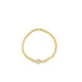 4mm Gold Elastic Bead Bracelet With OCTAGON CZ Charm (I49)