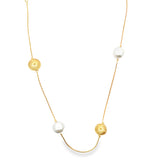 White Beaded Necklace | Gold & White Pearl Necklace (G139)