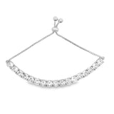 Adjustable Box Chain Bracelet With Large Round Clear CZ Stones (I117)