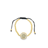 Adjustable Bead Bracelet With Designed Multicolor CZ Stones Charm (I144-145)