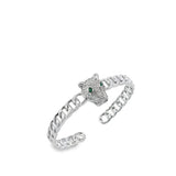 CZ Paved Panther Head Curb Cuban Bangle Bracelet (B133)