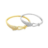 Half CZ Paved Panther Bite Bracelet (B131)