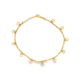 18K Gold Filled Dangle Outlined Flower Charm Anklet (E10)