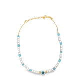 18K Gold Filled Blue Evil Eye Anklet (E257)