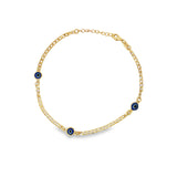 18K Gold Filled Blue Evil Eye Chain Bracelet (I207)