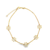 18K Gold Filled Textured Flower Anklet (E114)