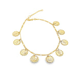 18K Gold Filled Beach Sea Shell, Mermaid, Sea Horse, Whale Tail Charm Anklet (E203)
