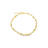 Sea Ocean Puka Shell Charm Bracelet With Round Clear CZ Stones (I167)