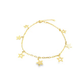 18K Gold Filled Paper Clip Link Star Anklet (E183)