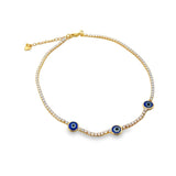18K Gold Filled Lucky Eye Anklet With CZ Stones (I149)