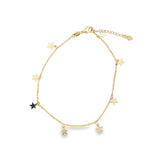 18K Gold Filled Star Rolo Anklet (E186)