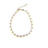 18K Gold Filled Designed Textured Heart Charm Anklet (E13)