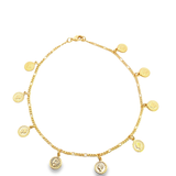 18K Gold Filled Coin Charm Anklet (E7)