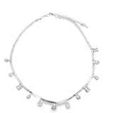 Clear CZ Shape Charms Herringbone Necklace (H244)