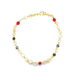 Enamel CZ Evil Eye Protection Beaded Cable Bracelet (H204)(E266)(I537)