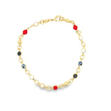 Enamel CZ Evil Eye Protection Beaded Cable Necklace (H204)(E266)(I537)