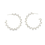 18K Rhodium Filled Thick Spiral Hoops Lever Back Earrings (J242-244)