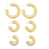 18K Gold Filled Thick Textured Hoop Earrings (J203)(J202) (J201)