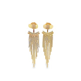 Shiny CZ Bar Long Tassel Fringe Post Stud Earrings (L510)