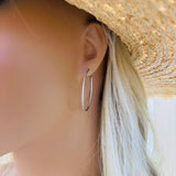 Thin CZ Minimalist Hoop Earrings (K374)