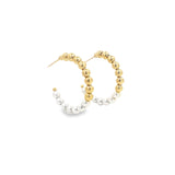 18K Gold Filled Pearl Hoop Earrings (L416)