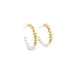 18K Gold Filled Pearl Hoop Earrings (L416)