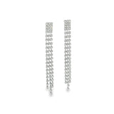Shiny CZ Long 3 Strand Tassel Stud Earrings (L512)