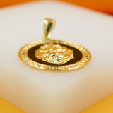 18K Gold Filled Black Lion Head with Hieroglyphs Pendant Charm (A82)