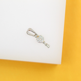 18K Rhodium Filled CZ Heart Key Pendant