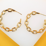 18K Gold Filled Dainty Paper Clip Chain Open Hoop Earrings (J246)(J259-260)