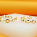 18K Gold Filled Dainty Paper Clip Chain Open Hoop Earrings (J246)(J259-260)