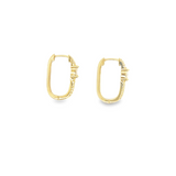 Oval Shape Half CZ Pave Stone Slim Thin Hoops (L417)