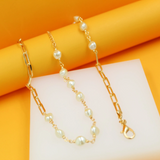 18K Gold Filled Pearl Paperclip Chain Bracelet