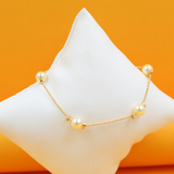 18K Gold Filled White Pearl Beaded Bracelet