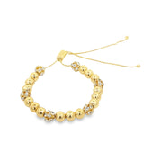 18K Gold Filled CZ Beaded Adjustable Bracelet (I565)