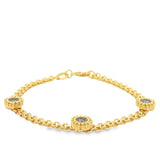 Curb Chain Bracelet with 3 CZ Stones (I574)