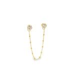 CZ Double Stud Post Bead Chain Earrings