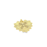 18K Gold Filled Textured Sharp Radiant CZ Heart Pendant Charm (A301)