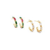 Skinny Multicolor/Clear CZ Stones Tiny Hoop (L505)