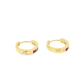 Colorful CZ Half Paved Tiny Huggies