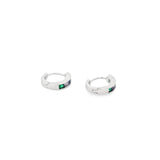 Colorful CZ Half Paved Tiny Huggies