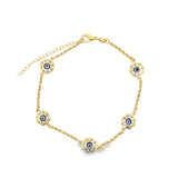 18K Gold Filled Flower Evil Eye Charm Anklet (E148)